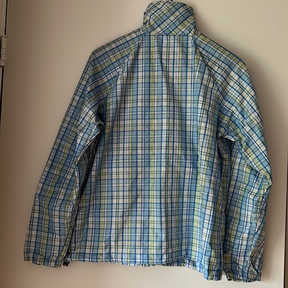 Columbia Jacket Plaid Blue Green Lightweight Windbreaker Omni Shade - Picture 3 of 9